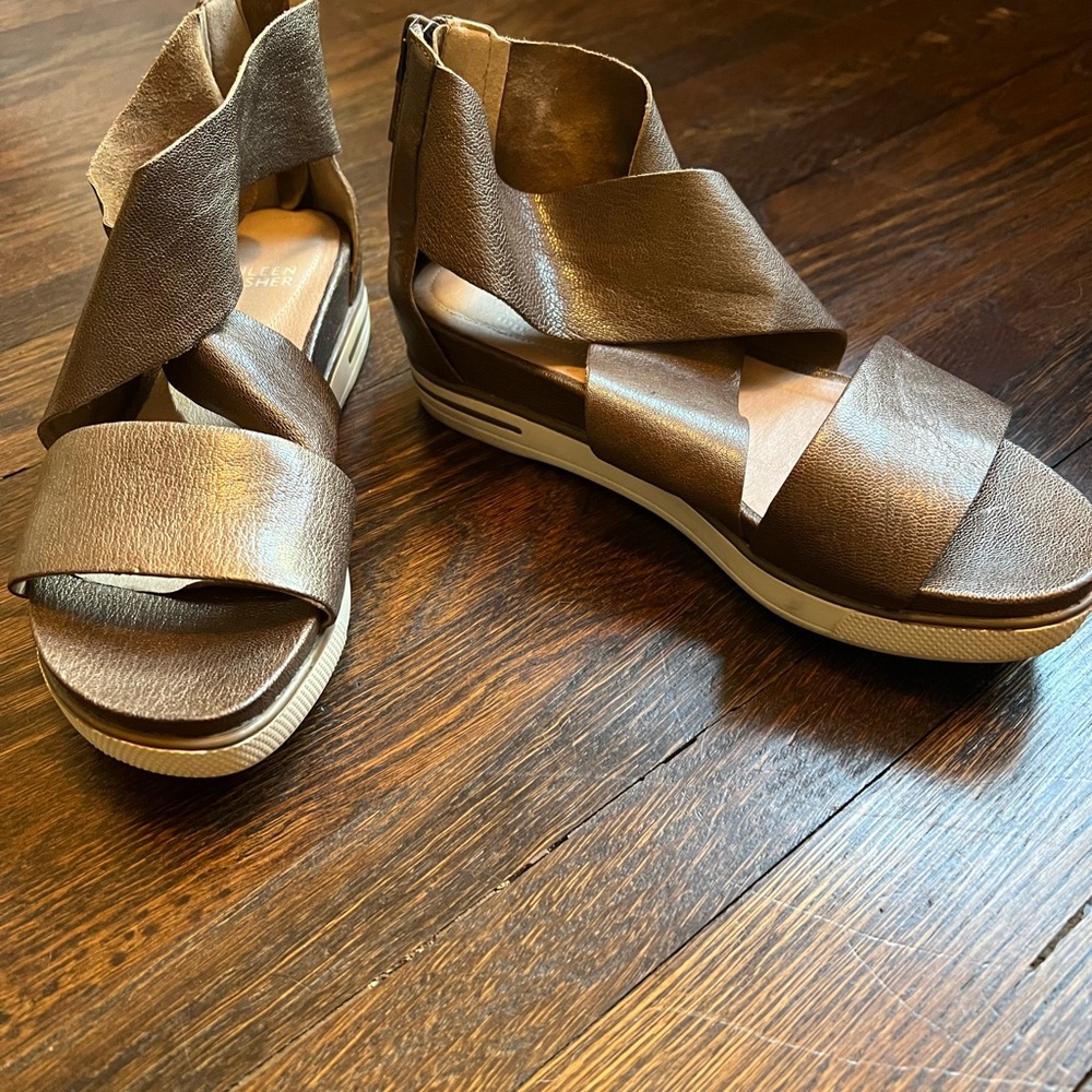 Eileen Fisher Sport Tumbled Leather Sneaker Sandal, Like New